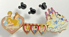 Disney Pin Lot 3 Disney Princess Hearts Castle Cinderella Aurora Belle Snow picture