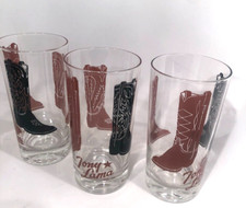 New Tony Lama Drinking Tea Bar Clear Glass Cowboy Boots 5.5