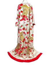 Vintage Japanese Silk Uchikake Wedding Kimono Embroidered Goshoguruma Floral picture