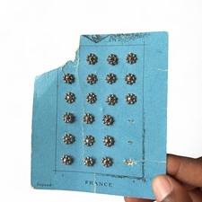Vintage French Cut Steel Flower Buttons Set of 20 Déposé France Art Deco Sewing picture
