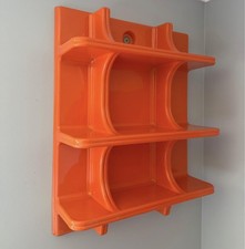 Space Age 1970s Orange Plastic Wall Organizer Shelf Vintage MCM picture