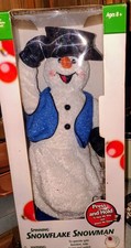 Vintage Gemmy Snowflake Spinning Snowman Singing Dancing & NIB Works See Video picture