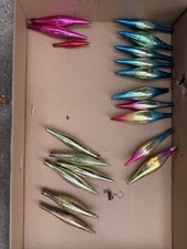 Lot 19 Of Vtg Mercury Glass Teardrop Ornaments Gold Pink Blue Ombre USA Rainbow picture