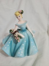 Vntg Lefton Planter Girl w/Flower Basket  7