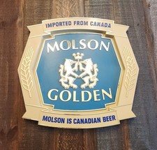 VINTAGE MOLSON GOLDEN SIGN SIGN CANADIAN BREWERIANA MAN CAVE GARAGE BAR 12