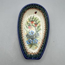 Kalich Polish Pottery Unikat 460 Strawberries Small Spoon Rest Condiment Dish picture