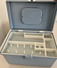 Vintage 1970's Retro Wilson Wil-Hold Baby Blue Plastic Sewing Box with Tray picture