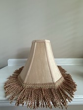 Vintage 1990’s Victorian Gold Fabric Square Lamp Shade W/ Fringed Trim 11”x10 picture