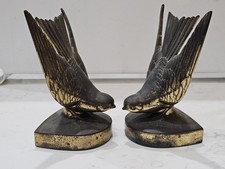 Vtg Swallow Bookends Sculptural Bird Bookend Pair Heavy Cast Metal Mid Century picture