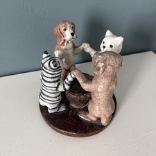 Vintage  Penco 2000 Circle Of Friends Pets Cats Dogs Tealight Candle Holder picture