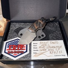 Erie Knives Custom Mini Tanto Fixed Blade EDC Copper Twill Carbon Fiber picture