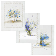 3-pc Wild Flowers Kitchen Towel Set Absorbent Dishcloth Cotton Hand Towel 17x26
