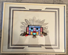 CHEROKEE NATIVE AMERICAN MASK WITH FEATHERS BY JESSE T HUMMINGBIRD #1257 picture