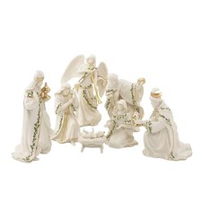 Lenox 7-Piece Mini Nativity Set Ivory Porcelain 24K Gold Christmas Decor picture