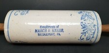 Antique Advertising Stoneware Brush-McCoy Wildflower Rolling Pin BRIDGEPORT, PA picture