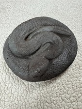 Vintage Realistic Coiled Diamondback Rattlesnake Snake Plaster Sculpture 8