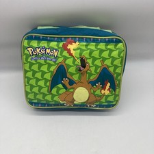 Vintage 1999 Pokemon Charizard Thermos Insulated Lunch Box Bag Soft Tote Blue picture