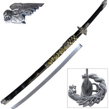 Handmade Black Blade Japanese Samurai Katana Sword 1095 High Carbon Steel Sharp picture