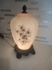 Beautiful Vintage Satin Glass Asian Hollywood Regency Table Lamp picture