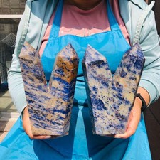 2 pieces 7.59LB Natural Blue Vein Stone Crystal Multi Pointed Pillar Heals 2236 picture