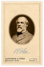 ROBERT E. LEE PHOTO & SIGNATURE Civil War Vintage Cabinet Card CDV RP picture