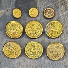 Lot U.S. Army Eagle Great Seal Uniform Buttons Metal Shank w/ Maker Marks picture