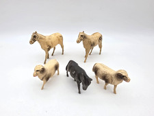 VINTAGE CHRISTMAS VISCOLOID CELLULOID HORSE SHEEP DONKEY NATIVITY ANIMAL FIGURES picture