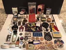 VTG Junk Drawer Lot ~ Marbles/Tins/Scout/Stamps/Dice/Pins/Cast Iron ~ 200+ Items picture