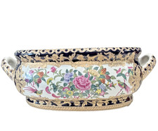 Vintage Chinese Blue & White Porcelain Chinoiserie Foot Bath Basin Jardiniere picture