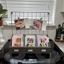 Rare Rustic Wooden Vintage Recipe Cards Shelf Rack  Modern Farmhouse picture