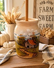 VTG Marshall Pottery 1 Gal Butter Churn Hand Painted by Ruth Poage Farmhouse picture