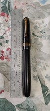 Swan Mabie Todd &Co Black Resin Fountain Pen Fine Flexible 14k Gold Nib picture