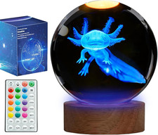 Axolotl Night Light 3D Crystal Ball Lamp 16 Color Remote Room Decor Gift picture