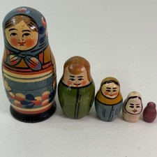 Vintage Wooden Matryoshka Russian Nesting Dolls Handmade picture
