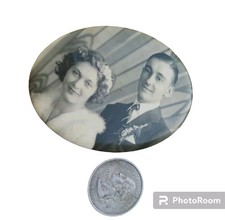 ART DECO 1920’s BEAUTIFUL WEDDING COUPLE Celluloid MIRROR picture