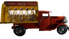 VTG 1930’s Coca-Cola Metalcraft Delivery Truck Pressed Steel w/5 glass bottles picture