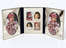 Vintage 1994 International Silver Co Silver Plated Tri Fold 6 Photo Frame Box picture