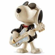 Lenox Peanuts Rockin Elvis Snoopy Figurine Cool Guitar Sunglasses Beagle COA NEW picture