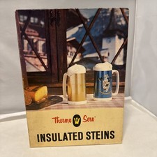 NOS Vintage West Bend Thermo Serv 4 Insulated Steins NEW 16 oz. picture