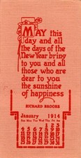 1914 Richard Brooks New Year Blotter Salmon Red Ink Calendar Peach picture