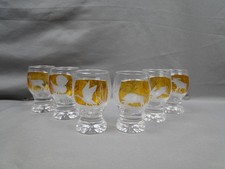 Bohemian Cut Amber Clear Crystal Etching Hunting Shot Glass Animal Turkey Duck picture