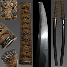 Japanese Sword Long Wakizashi, Shishi Menuki, Muromachi period mumei picture