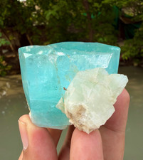 Natural Rich Blue Terminated Aquamarine Crystal On Matrix , Specimen @ Minerals picture