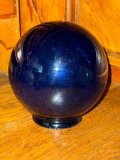 Vintage Art Deco Cobalt Blue Glass Globe Lamp Shade w/ 3-1/4” Lip Fitter picture