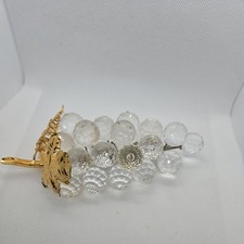 STUNNING Swarovski Crystal Large Grapes Cluster With Gold Leaves Austria 11864 picture