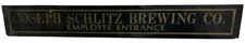 Joseph Schlitz Brewing Co Employee Entrance Antique Jalousie Glass Sign picture