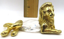 VTG 1988 Swarovski Austrian Crystal & GoldTone Lion Laying Down Figurine Manon picture