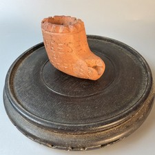 19th Century Dutch Folk Art Red Clay Smoking Pipe With Windmill Pointing Hand picture