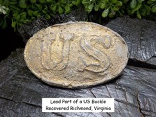 Old Rare Vintage Antique Civil War Relic Lead From US Buckle Richmond, Virginia picture