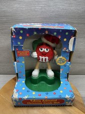 M&M'S HOLIDAY TALKING ANIMATED CHRISTMAS CANDY DISH RED New Untested picture
